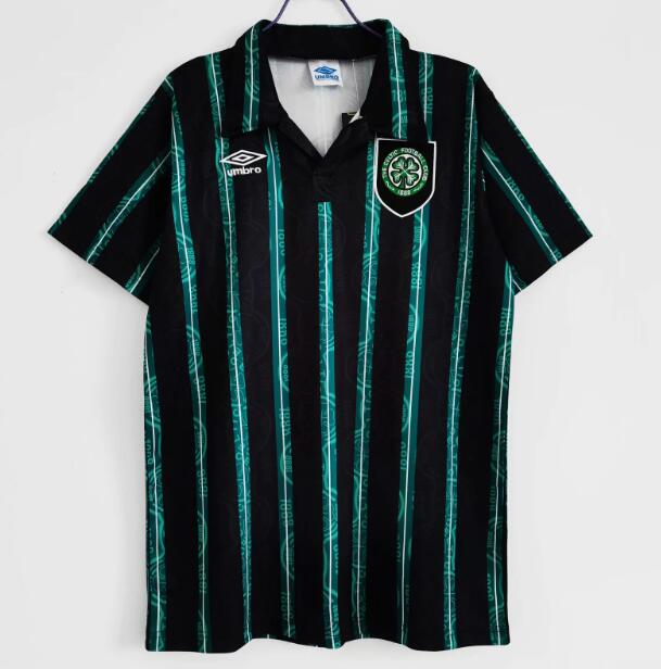 1992-93 Celtic Retro Black Green Away Kit Soccer Jersey